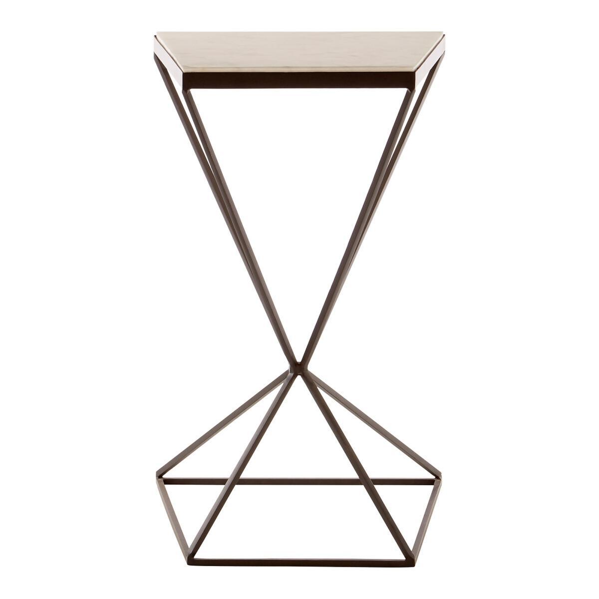 Trapezoid Frame Side Table with Marble Top and Matte Black Legs – image 2