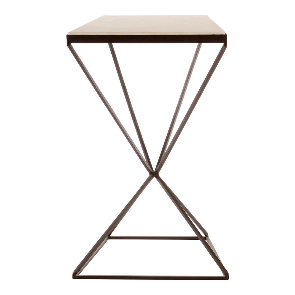 Trapezoid Frame Side Table with Marble Top and Matte Black Legs – image 4
