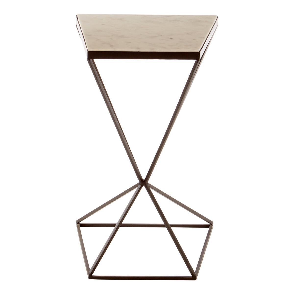 Trapezoid Frame Side Table with Marble Top and Matte Black Legs – image 5