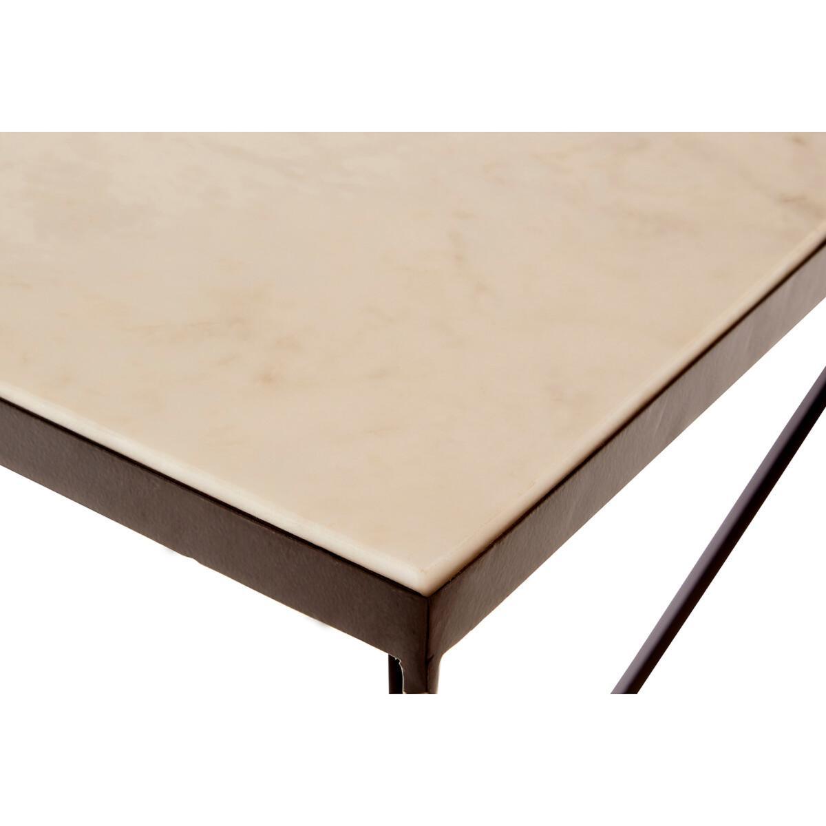 Trapezoid Frame Side Table with Marble Top and Matte Black Legs – image 6