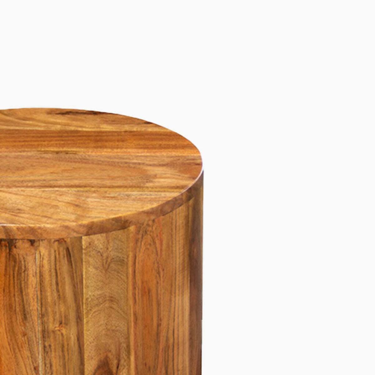 Jaro Rustic Acacia Wood Drum Side Table – image 3