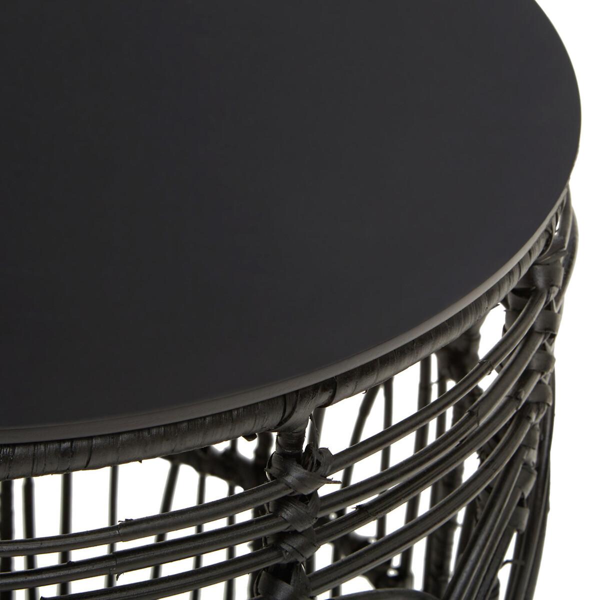 Intricate Rattan Drum Side Table – image 3
