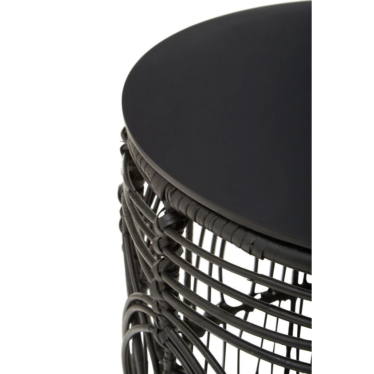 Intricate Rattan Drum Side Table – image 4