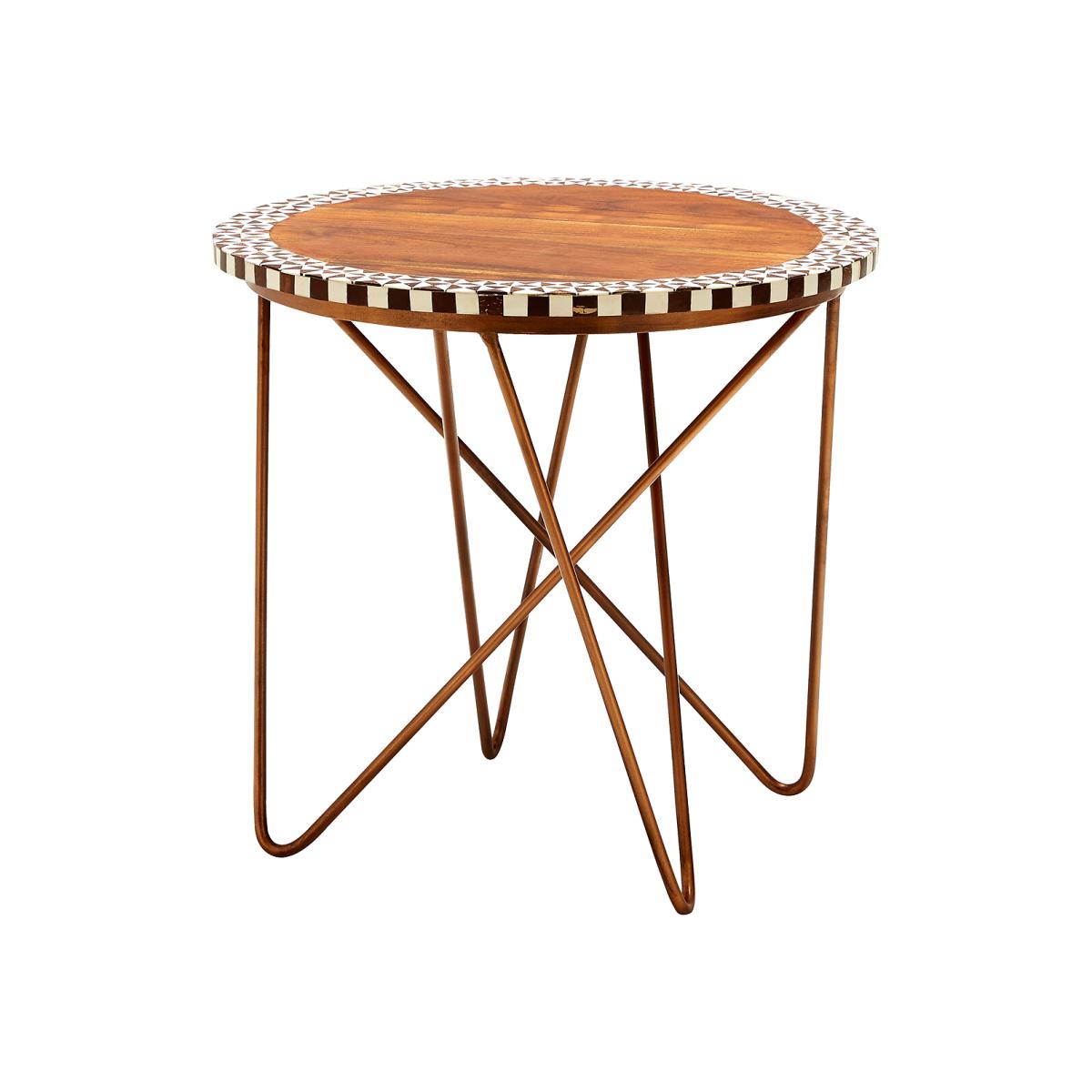 Artisan Round Side Table Acacia Wood and Iron – image 1