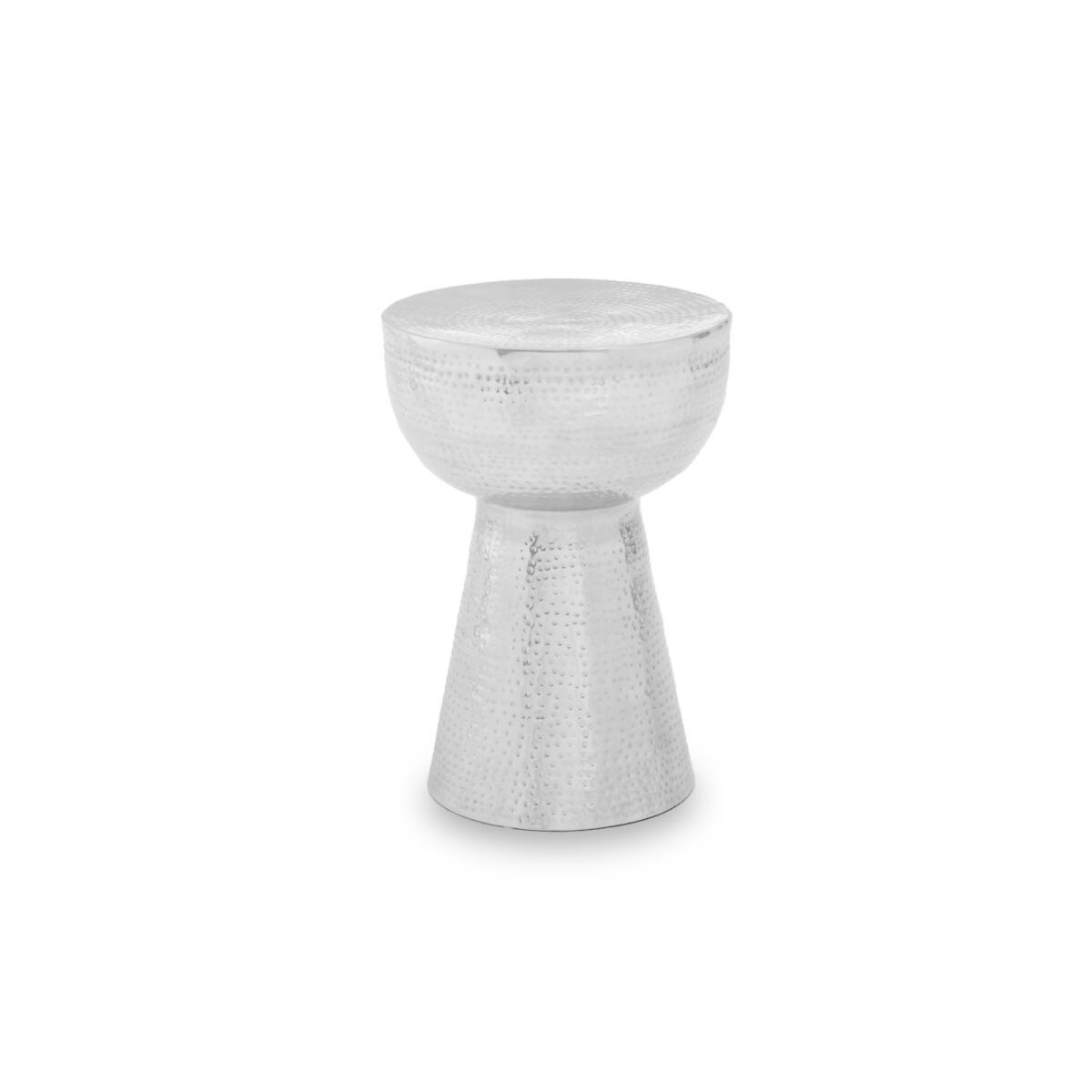 Drum Style Side Table with Hammered Aluminium Finish – image 2