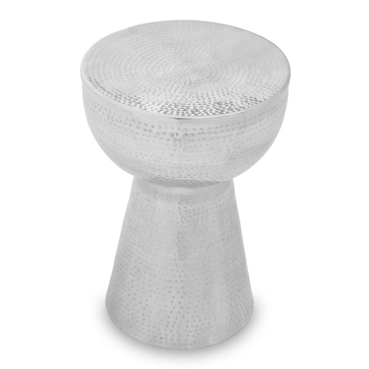 Drum Style Side Table with Hammered Aluminium Finish – image 3