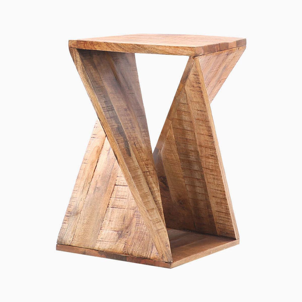 Kairo Sculptural Z-Shaped Mango Wood Side Table – image 3