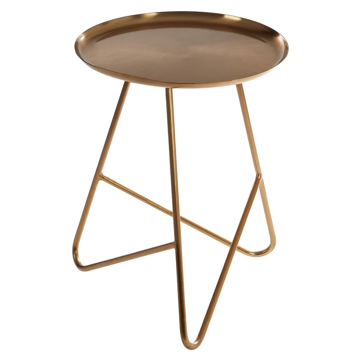 Contemporary Brass Finish Side Table with Hairpin Leg – image 2