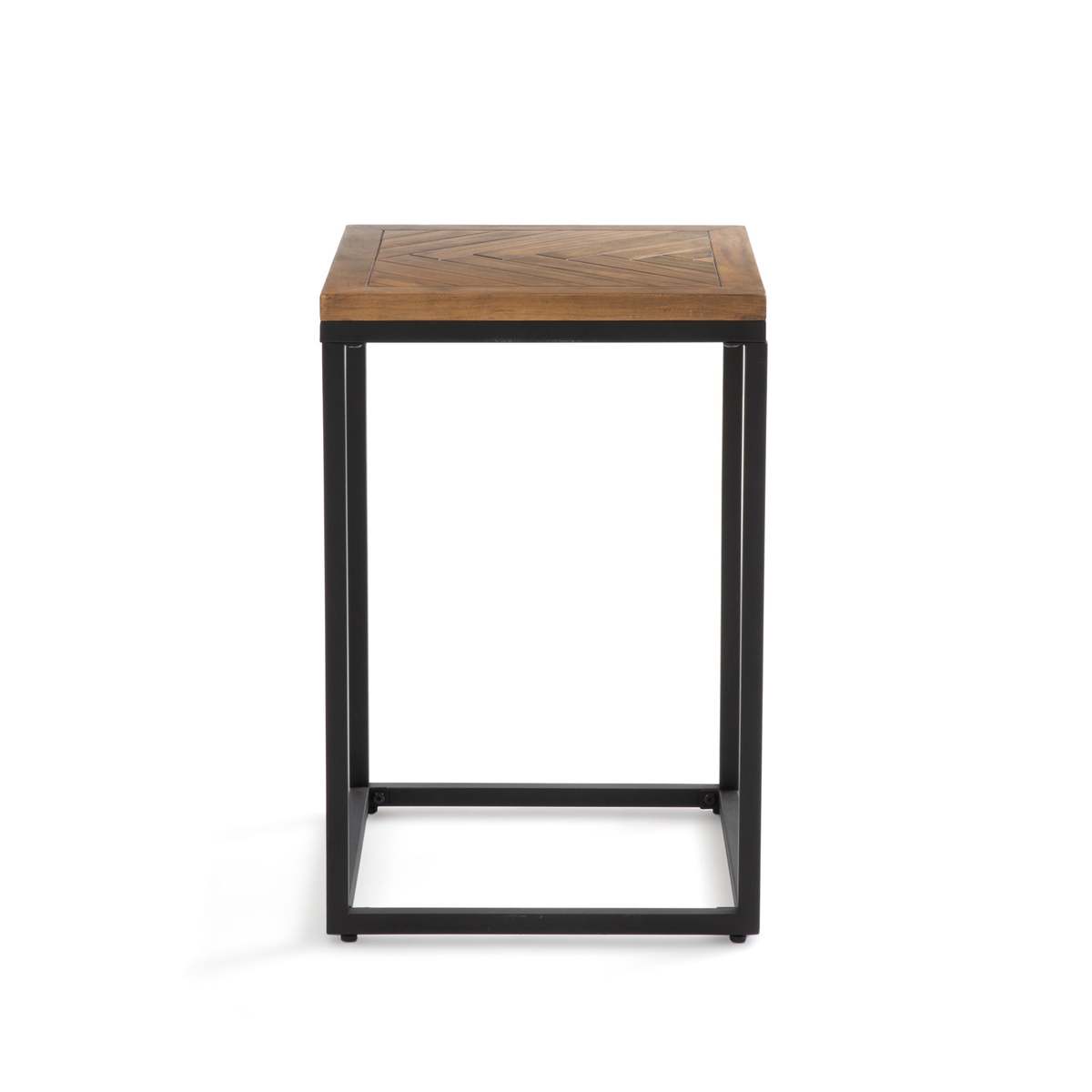 Nottingham Side Table In Metal & Pine Herringbone Parquet – image 2