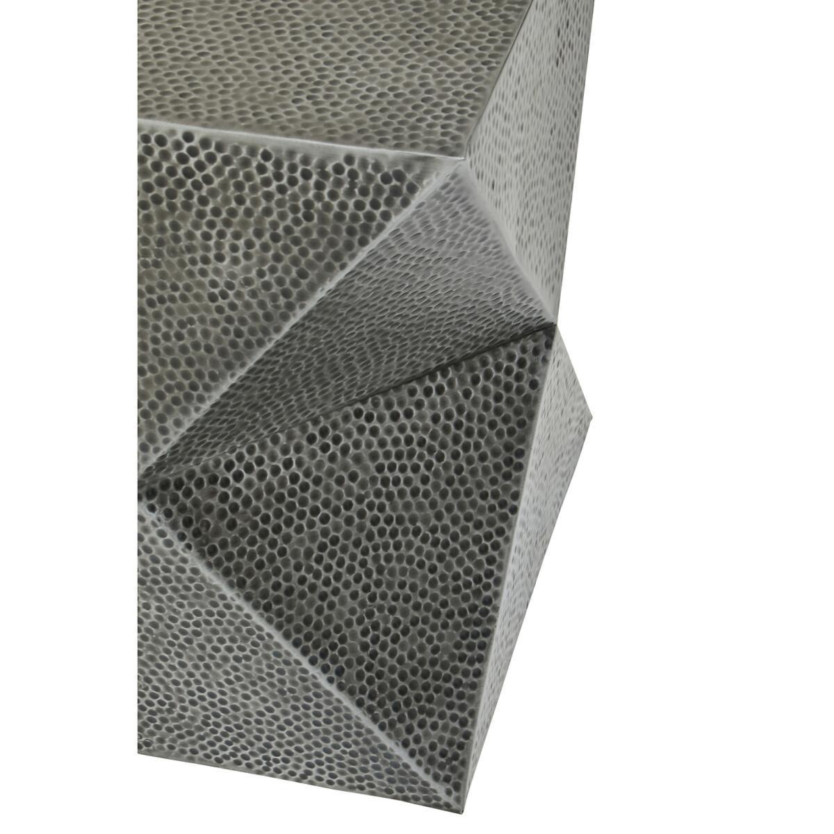 Faceted Drum Style Side Table in Antique Zinc Effect – image 5