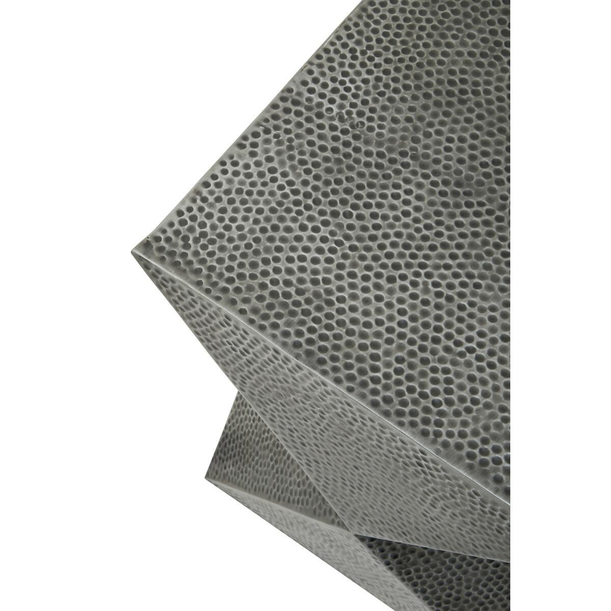 Faceted Drum Style Side Table in Antique Zinc Effect – image 7