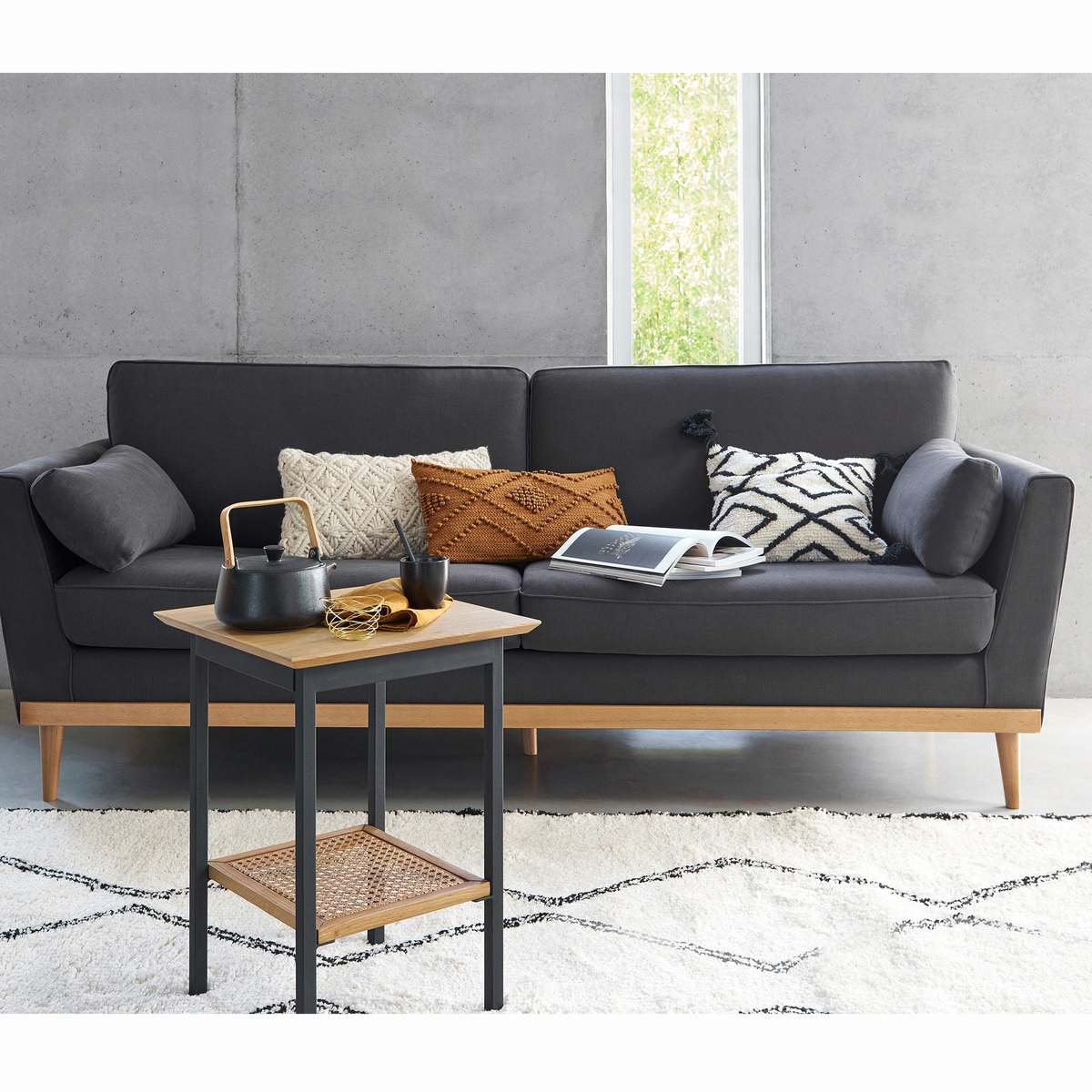 Waska Side Table in Oak, Rattan & Metal – image 6