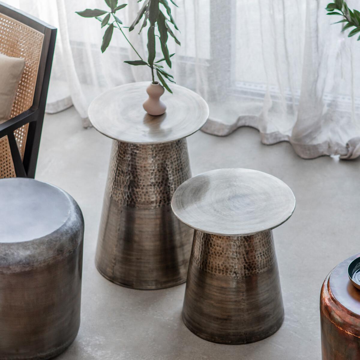 Bhind Antique Hammered Metal Drum Side Tables (Set of 2) – image 2