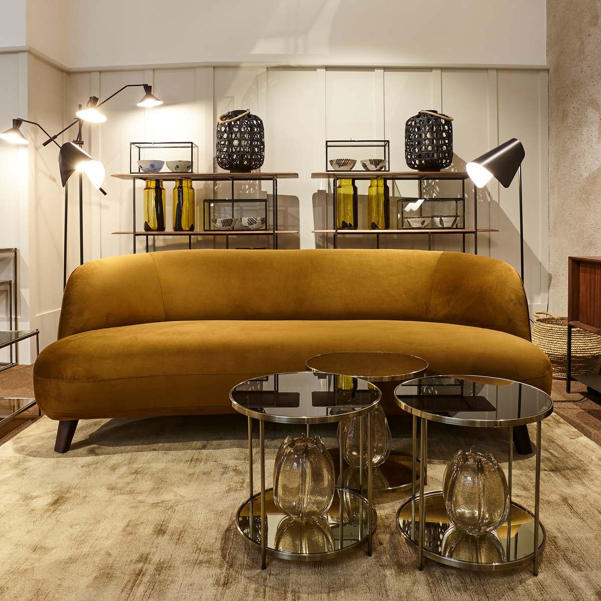 Ulupna Two-Tier Side Table in Brass & Glass – image 3