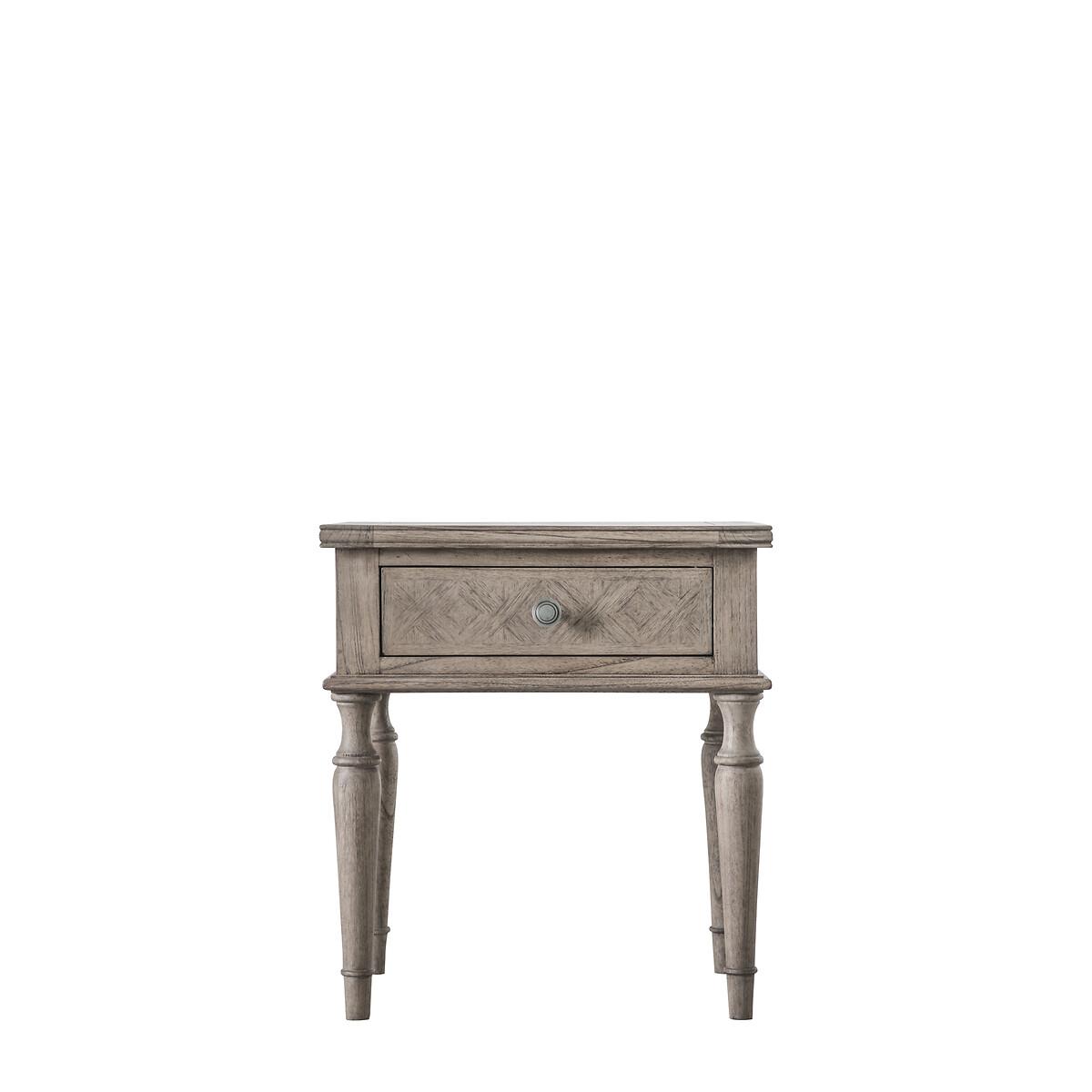 Nashik 1 Drawer Ash Wood Parquet Side Table – image 3