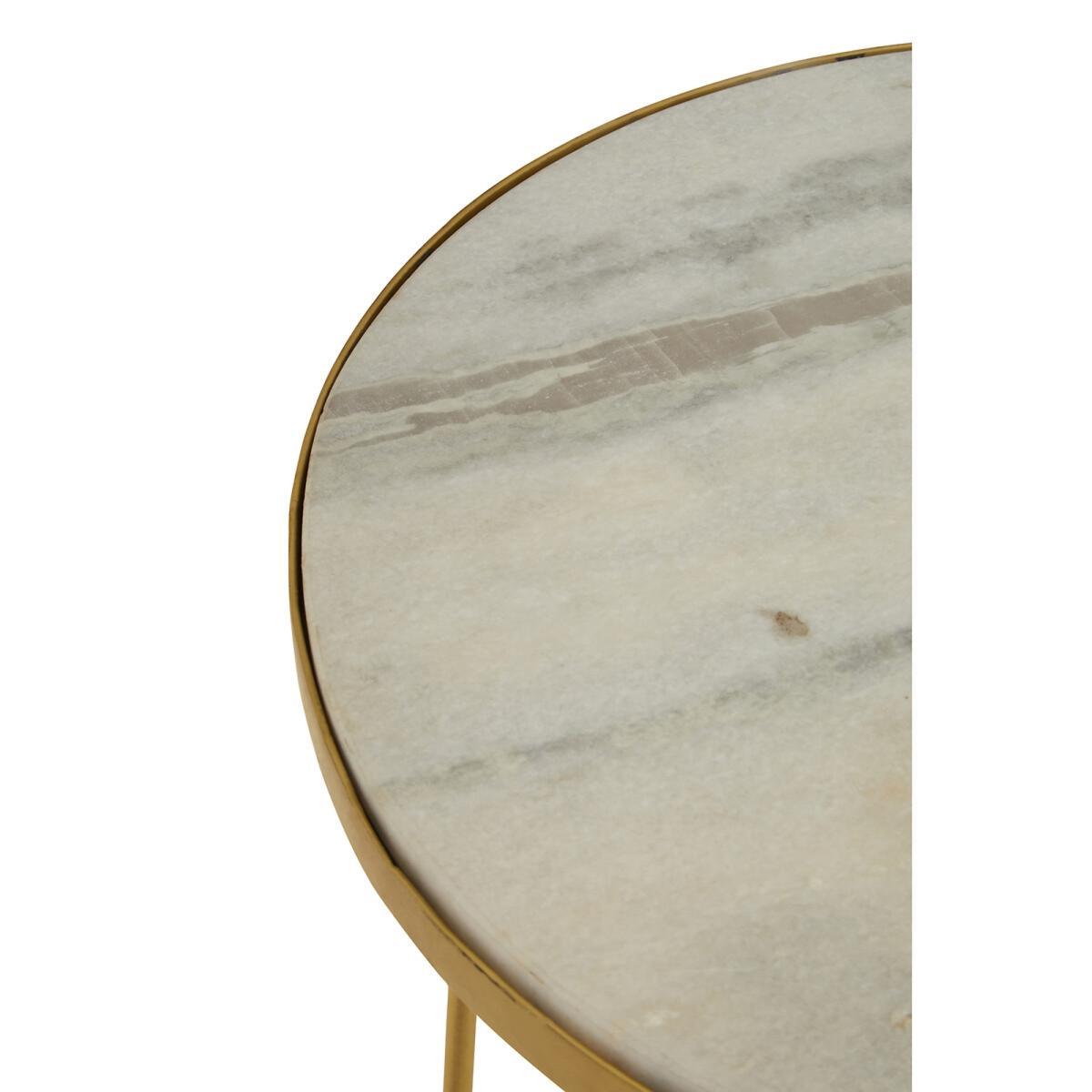 Round Side Table with Gold Metal Hairpin Legs and White Marble Top – image 4