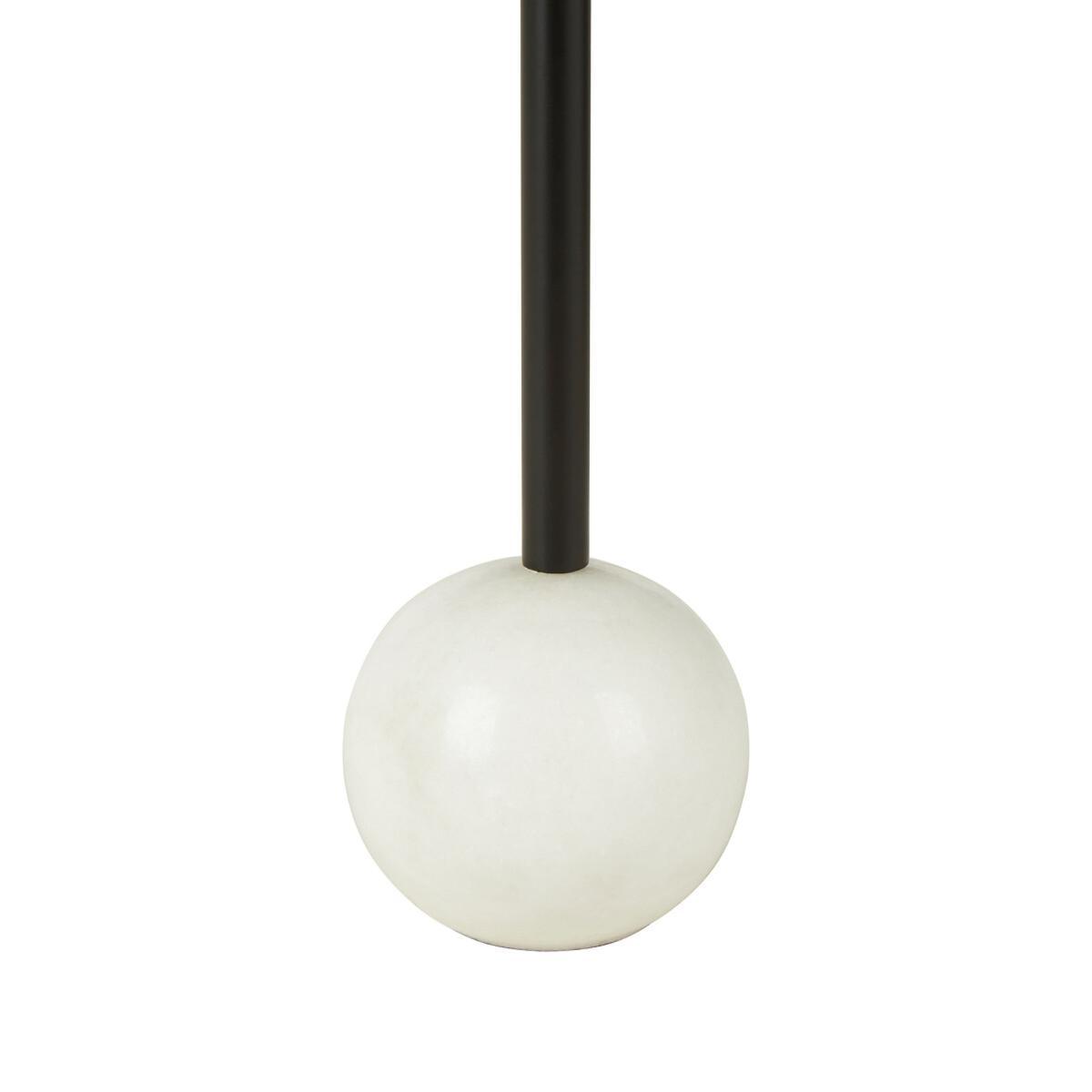 Marble Globe Pedastal Side Table with Black Metal Top – image 4