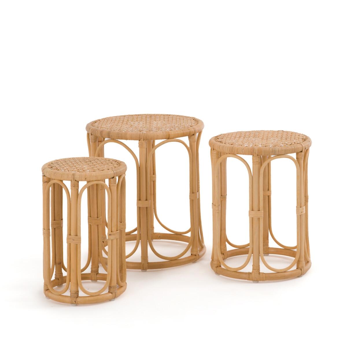 Set of 3 Drie Rattan Nesting Side Tables – image 2