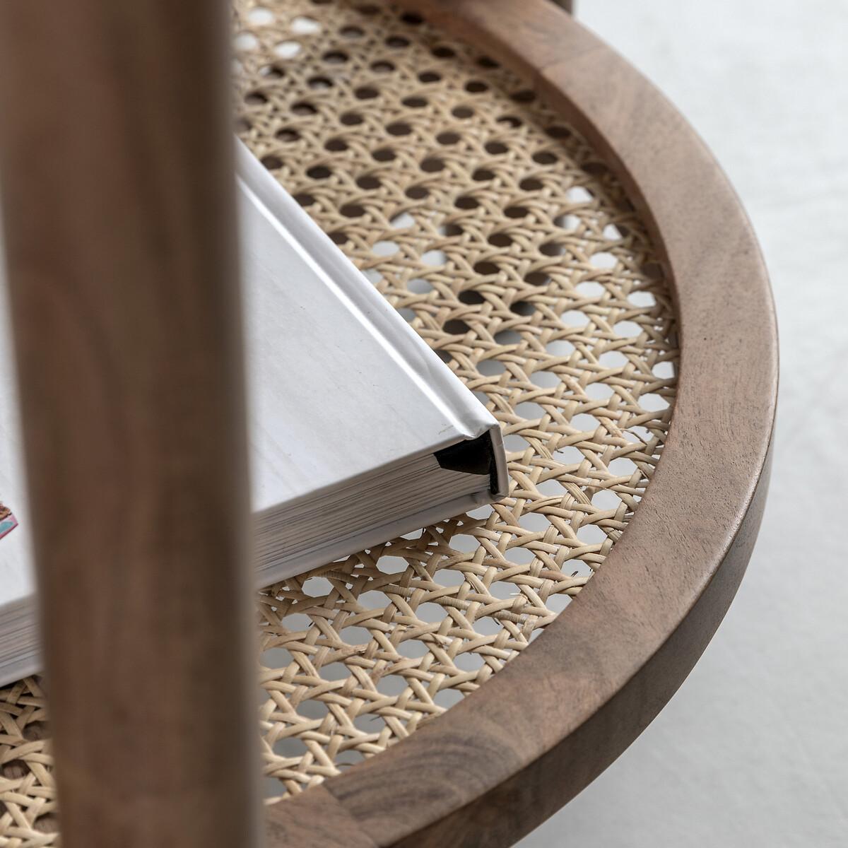 Chico Round Side Table with Rattan Shelf – image 2