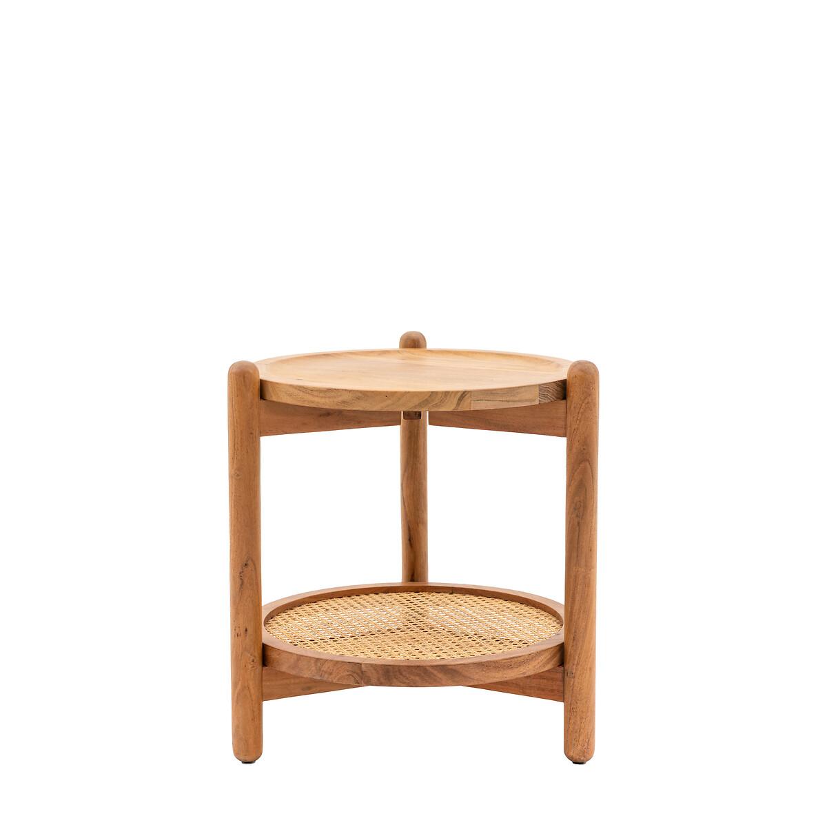 Chico Round Side Table with Rattan Shelf – image 4