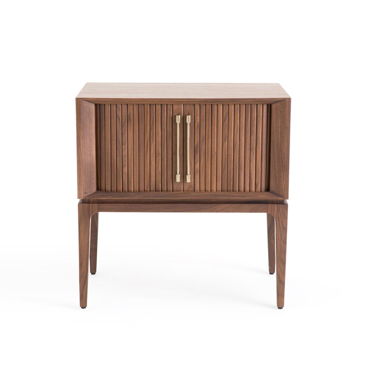 Liamca Walnut Beside Table with Sliding Doors – image 2