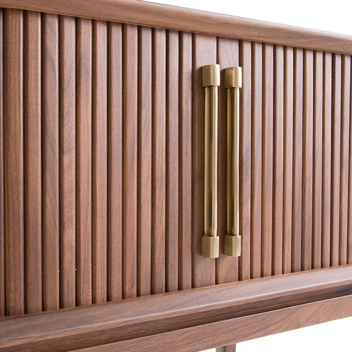 Liamca Walnut Beside Table with Sliding Doors – image 4