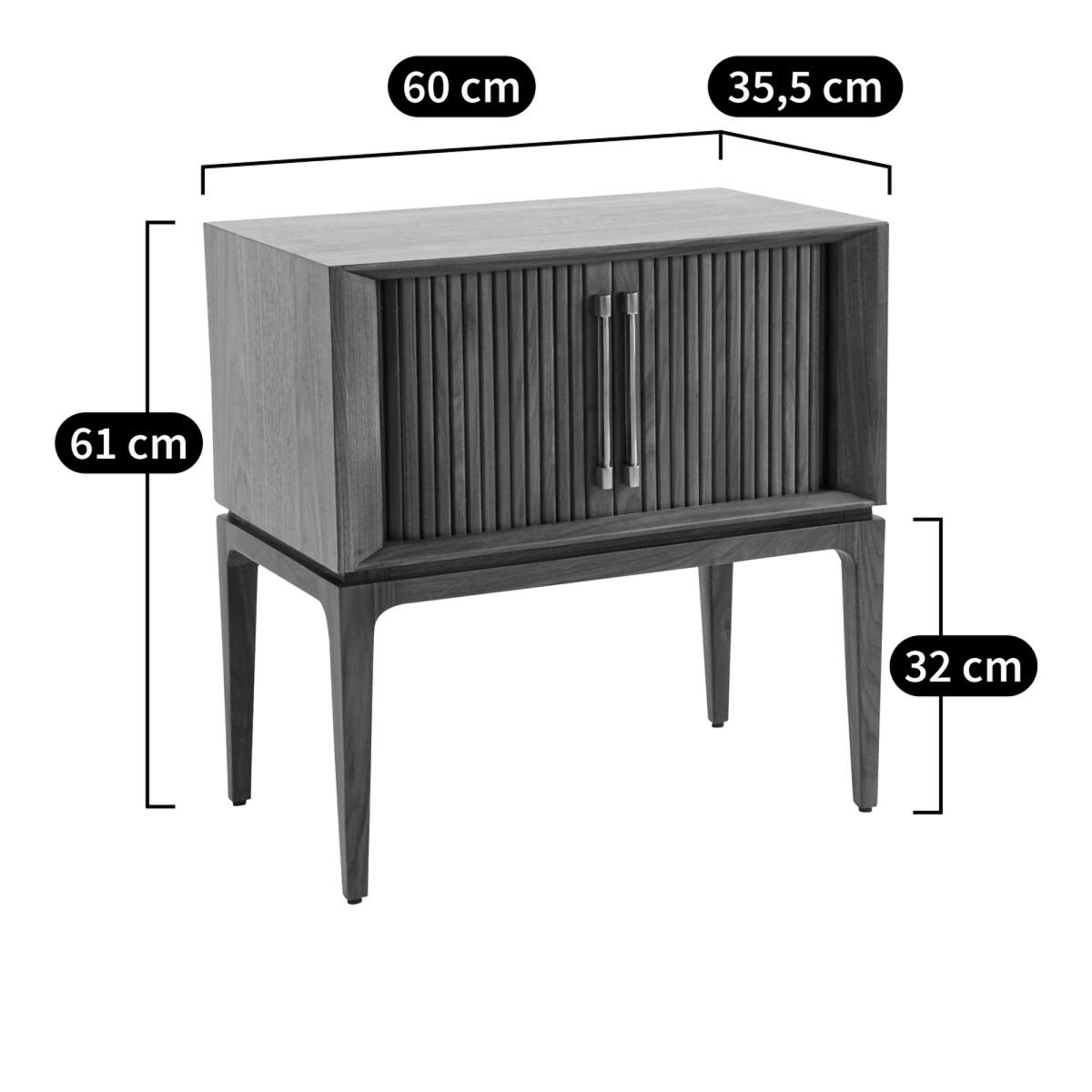 Liamca Walnut Beside Table with Sliding Doors – image 7