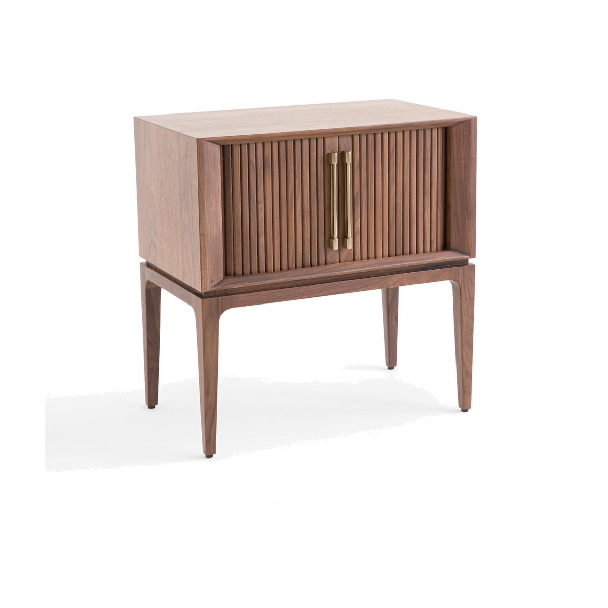 Liamca Walnut Beside Table with Sliding Doors – image 1