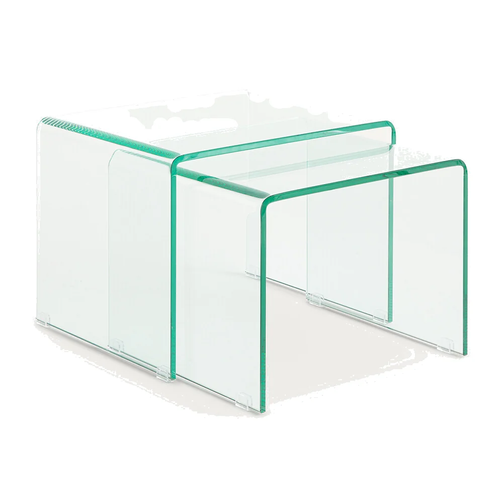 Set of 2 Cristalline Tempered Glass Side Tables – image 1