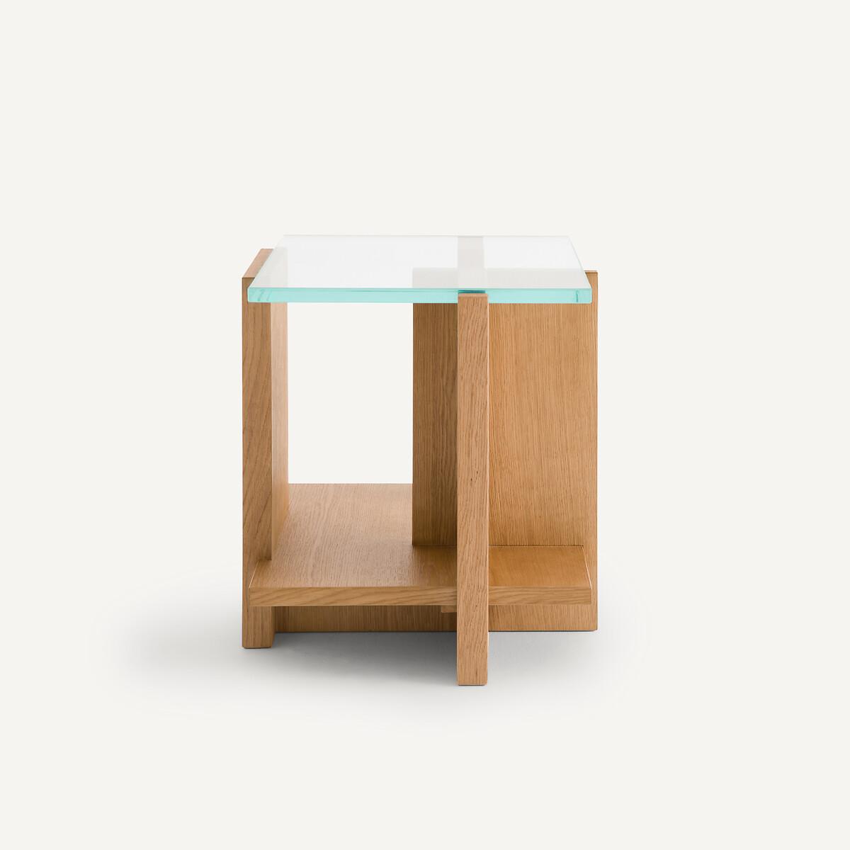 Laby Tempered Glass & Sandblasted Oak Side Table – image 3