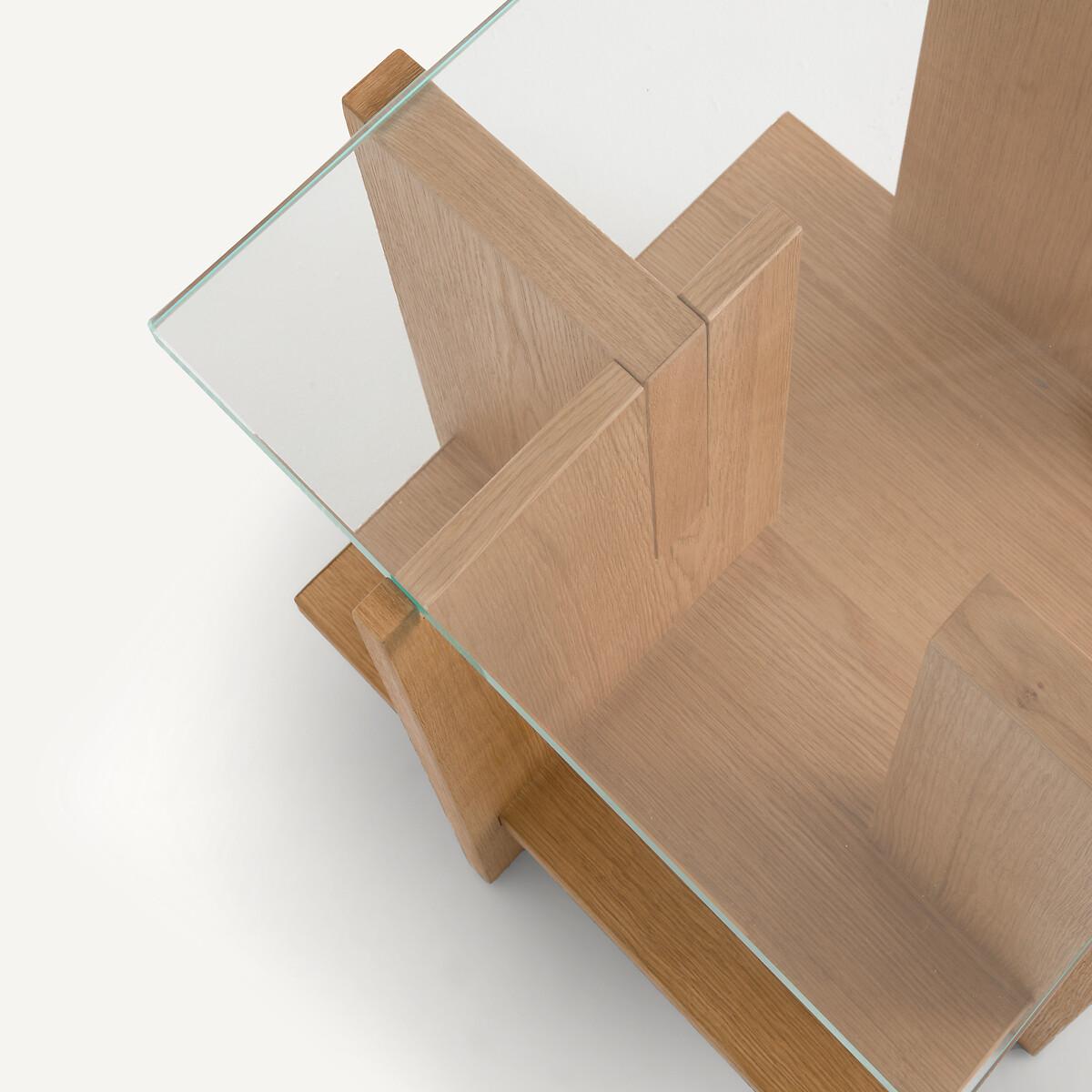 Laby Tempered Glass & Sandblasted Oak Side Table – image 5