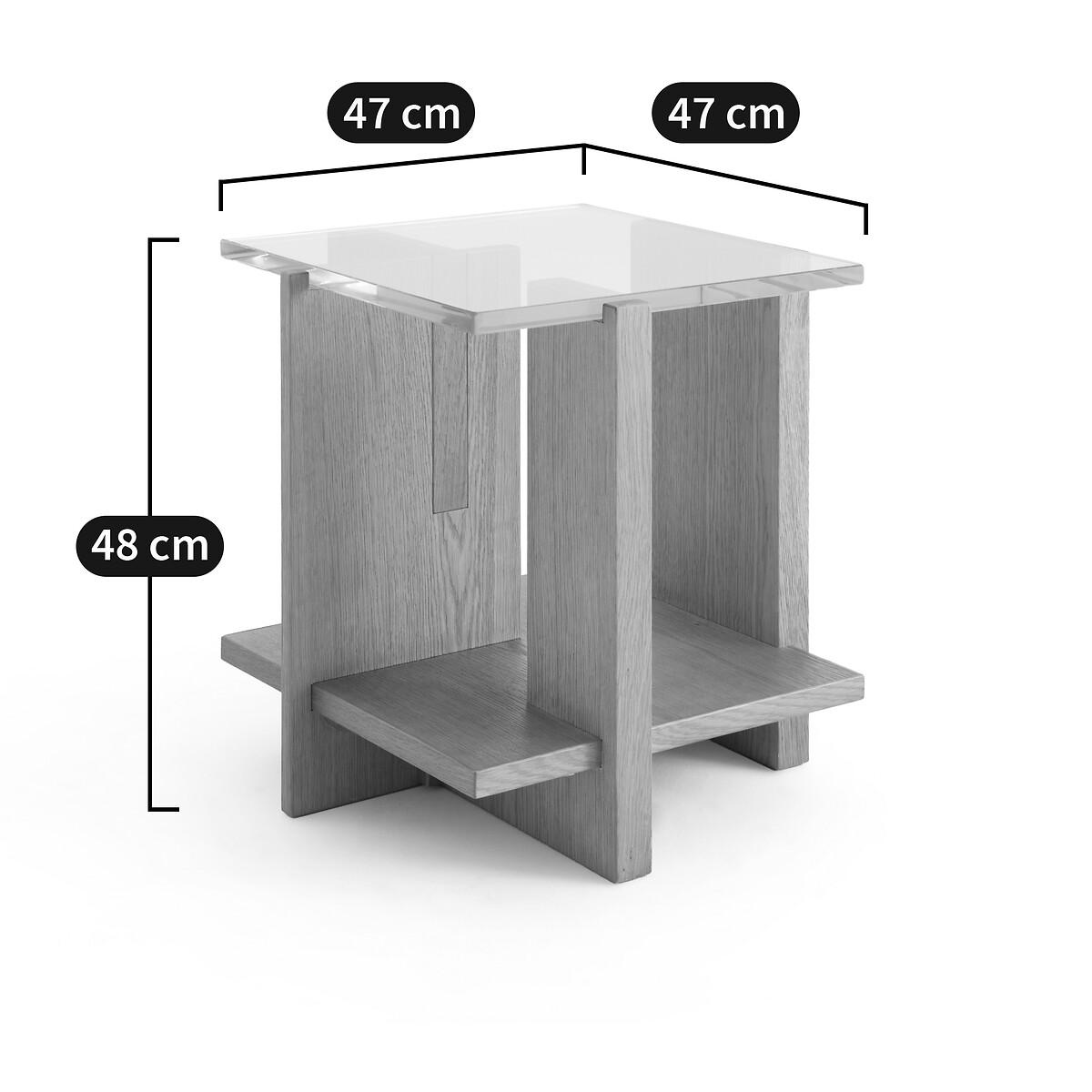 Laby Tempered Glass & Sandblasted Oak Side Table – image 6