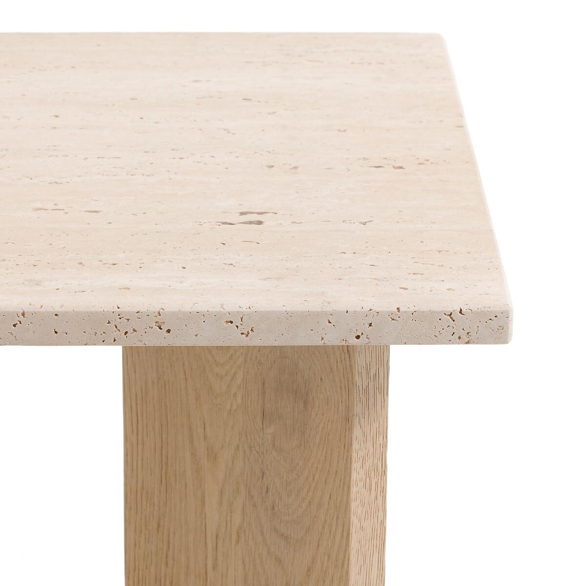 Mindo Bleached Oak & Travertine Side Table – image 3