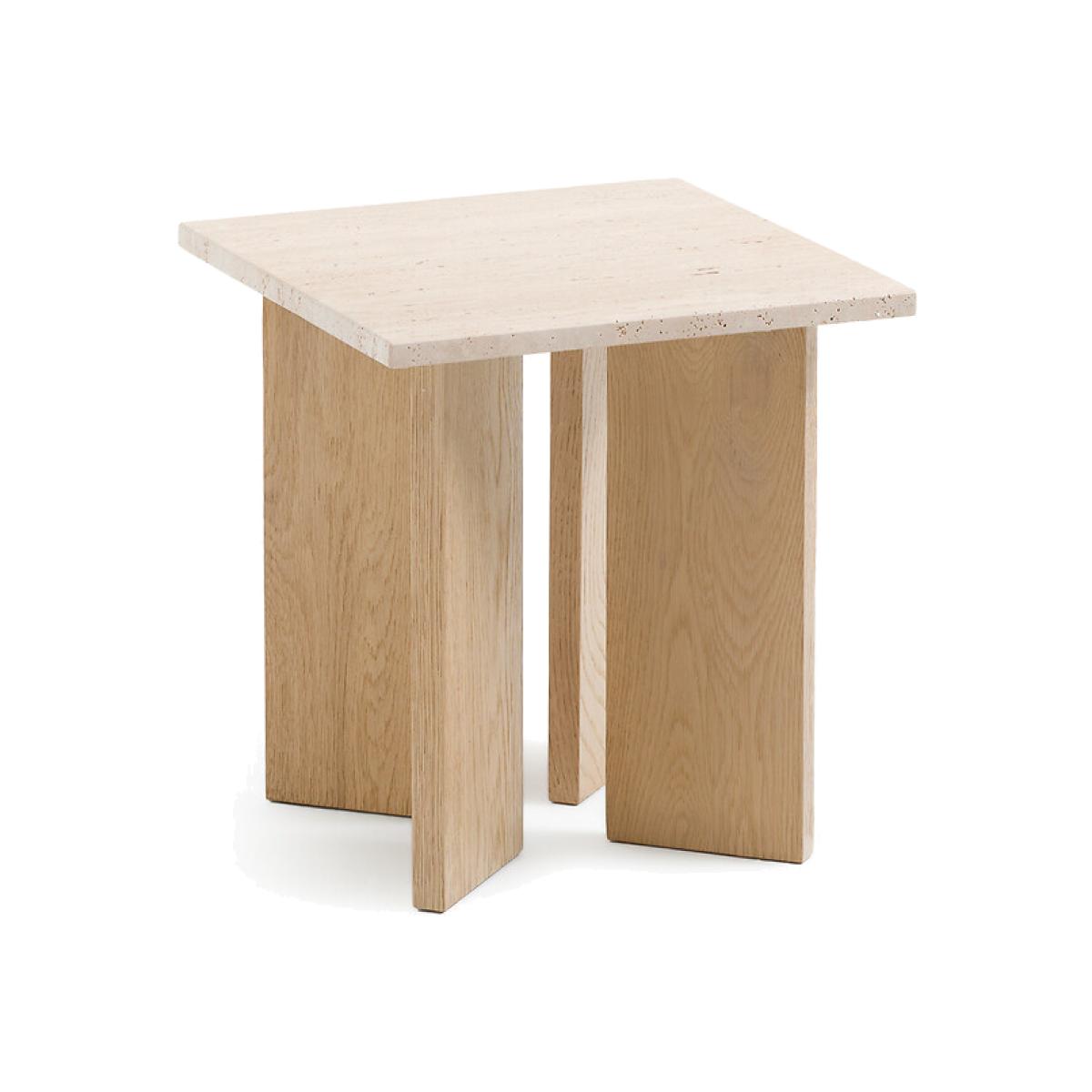 Mindo Bleached Oak & Travertine Side Table – image 1