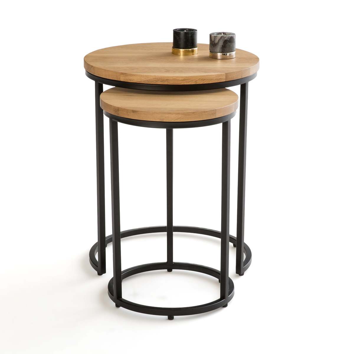 Vova Nest of 2 Side Tables in Oak & Steel – image 3