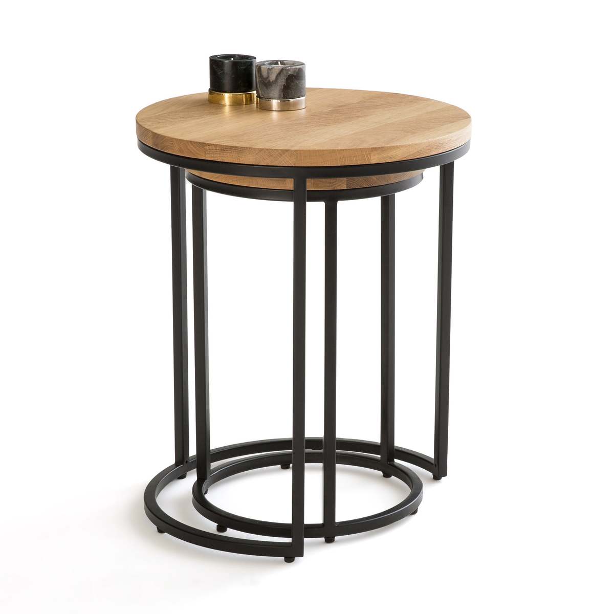 Vova Nest of 2 Side Tables in Oak & Steel – image 2