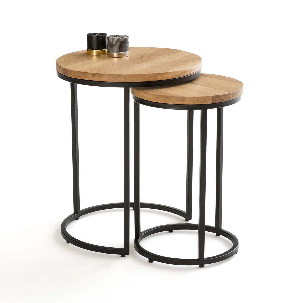 Vova Nest of 2 Side Tables in Oak & Steel – image 1