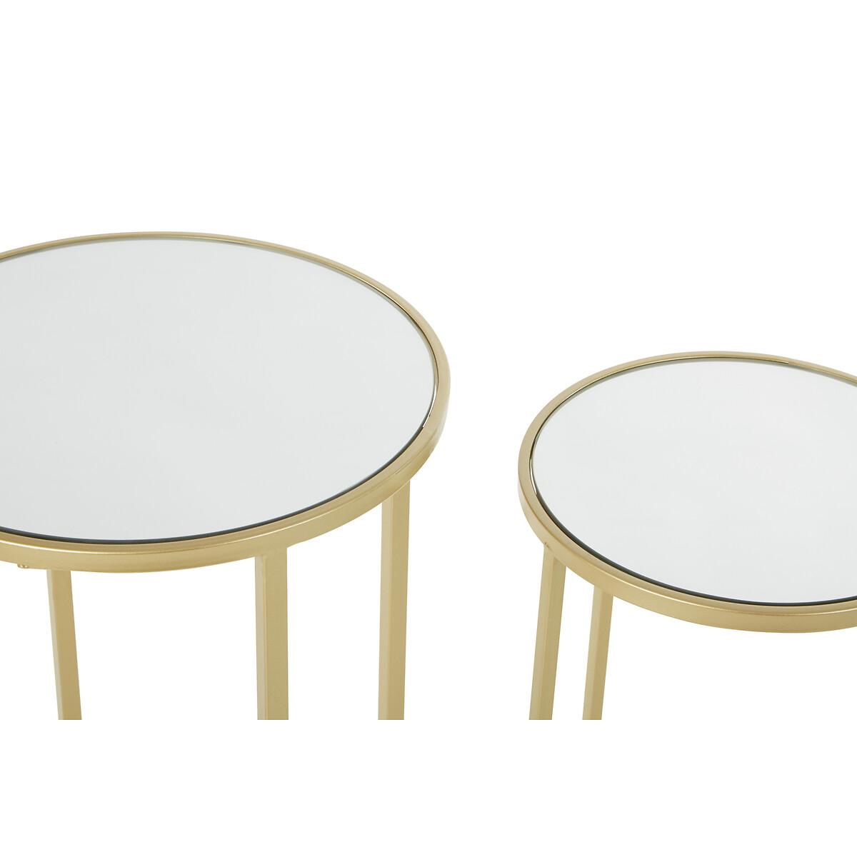 Set of 2 Mirrored Side Tables with a Champagne Finish Metal Frame – image 4