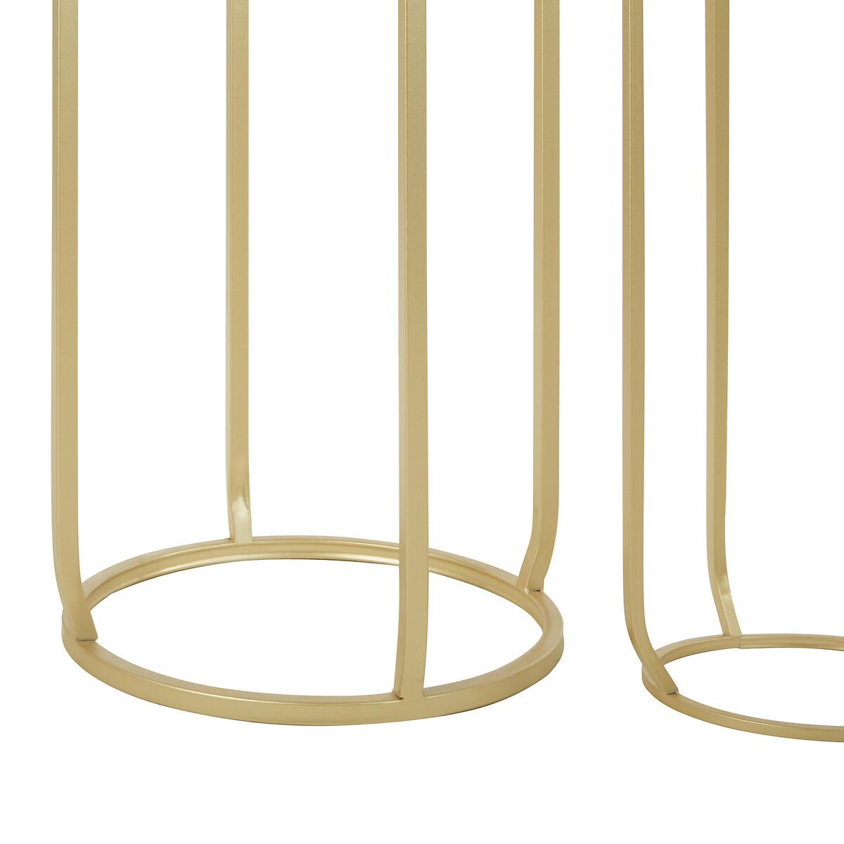 Set of 2 Mirrored Side Tables with a Champagne Finish Metal Frame – image 5