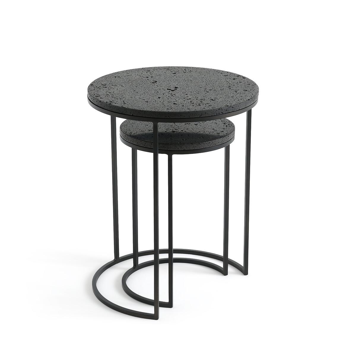 Set of 2 Anaximène Lava Stone Side Tables – image 2