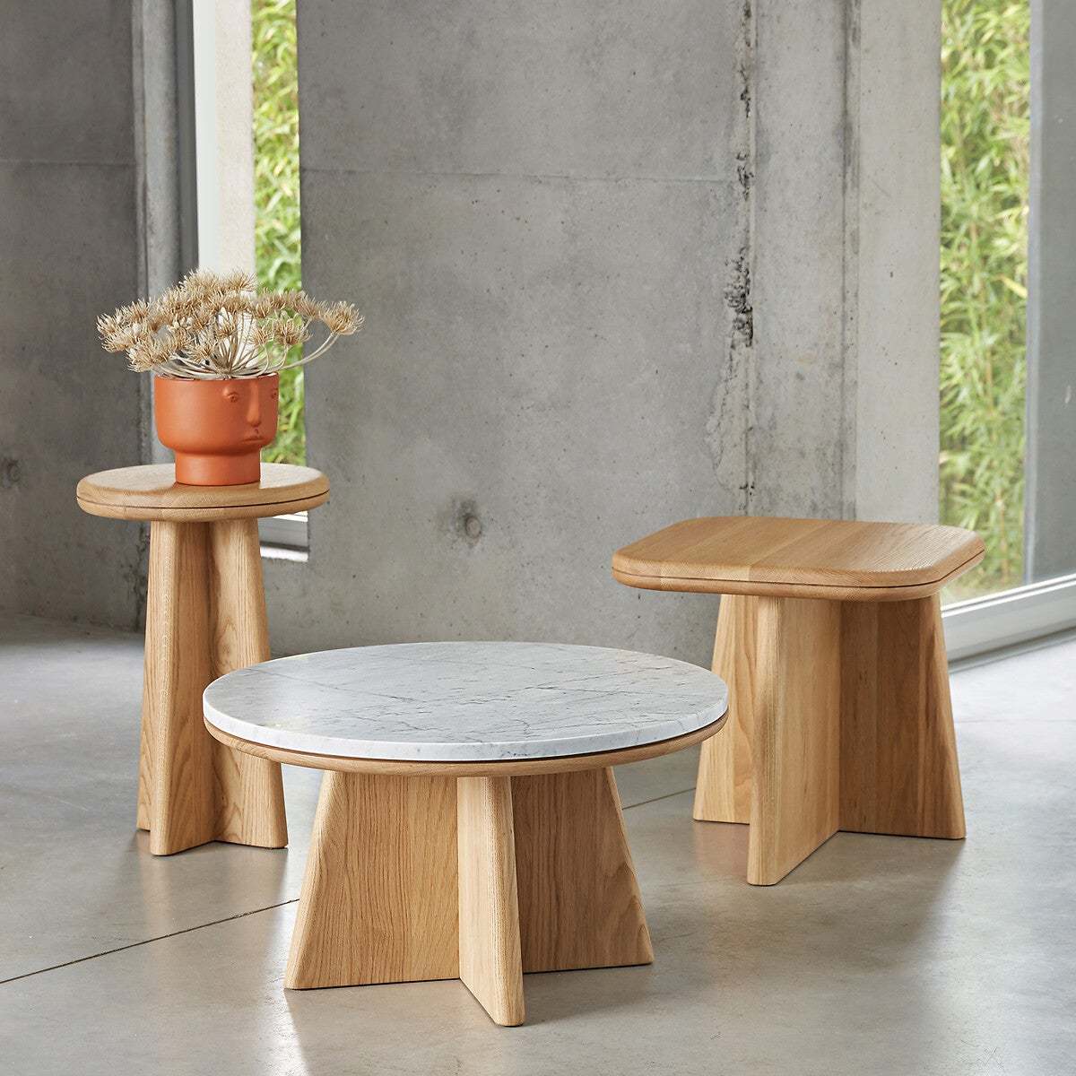 Échos Round Side Table in Solid Oak, designed by E. Gallina – image 5