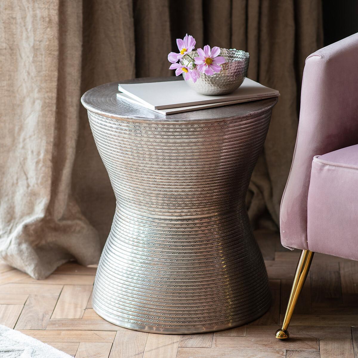 Kolar Antique Embossed Drum Side Table – image 1