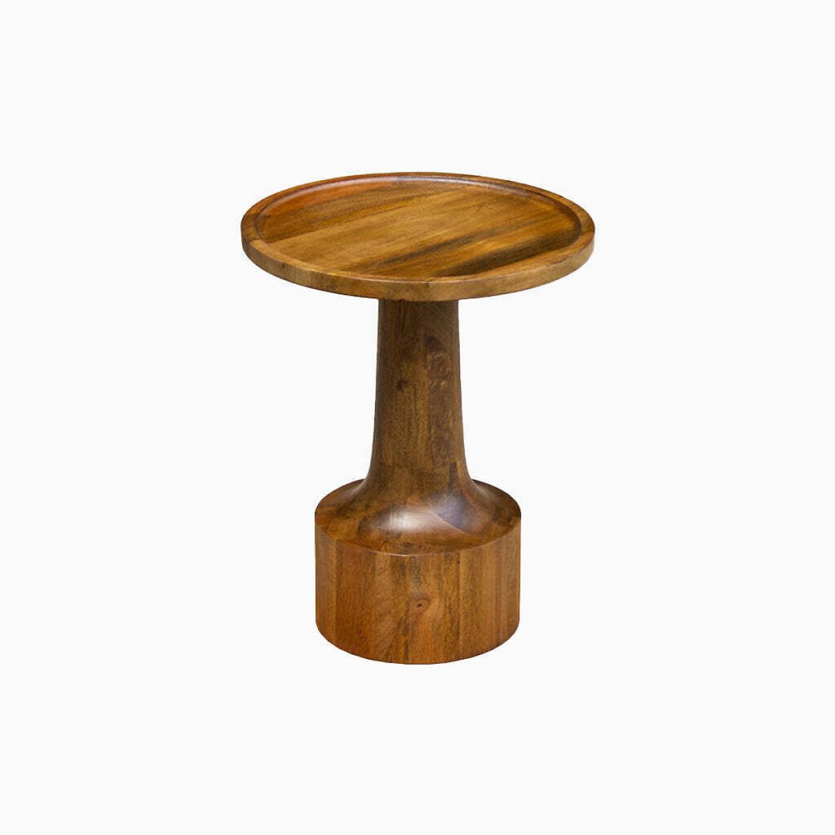 Clarinda Sculptural Acacia Wood Pedestal Side Table – image 2