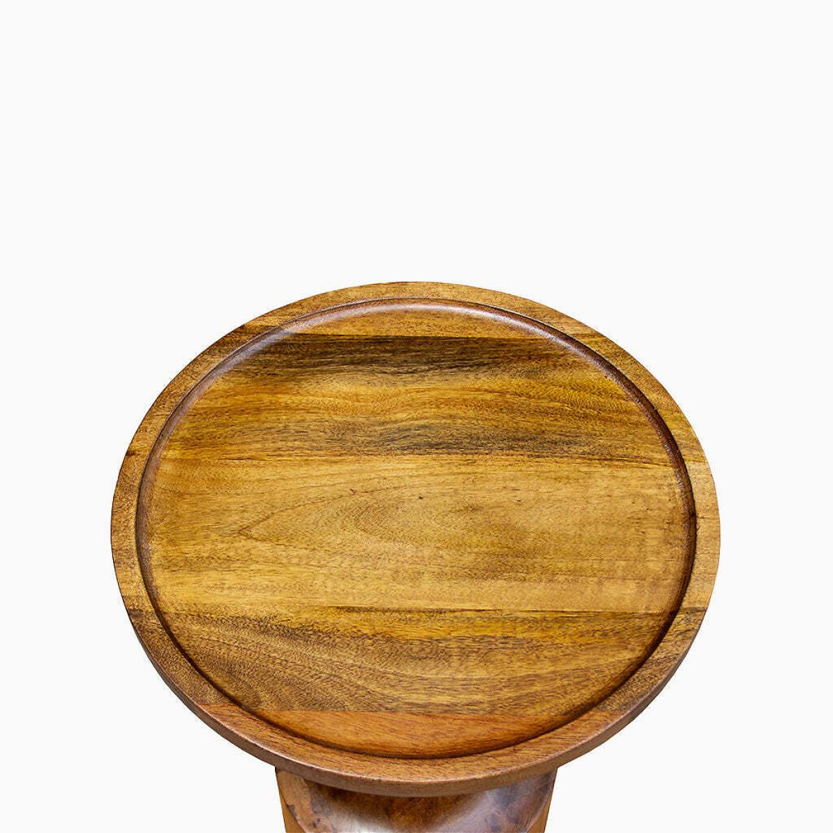 Clarinda Sculptural Acacia Wood Pedestal Side Table – image 3