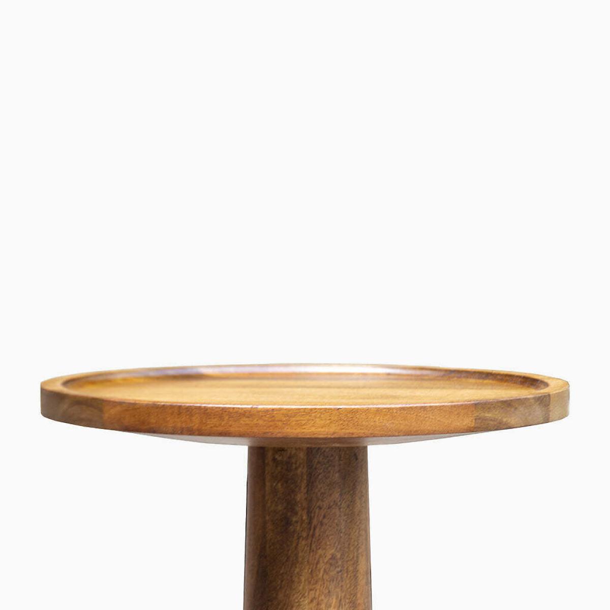 Clarinda Sculptural Acacia Wood Pedestal Side Table – image 4