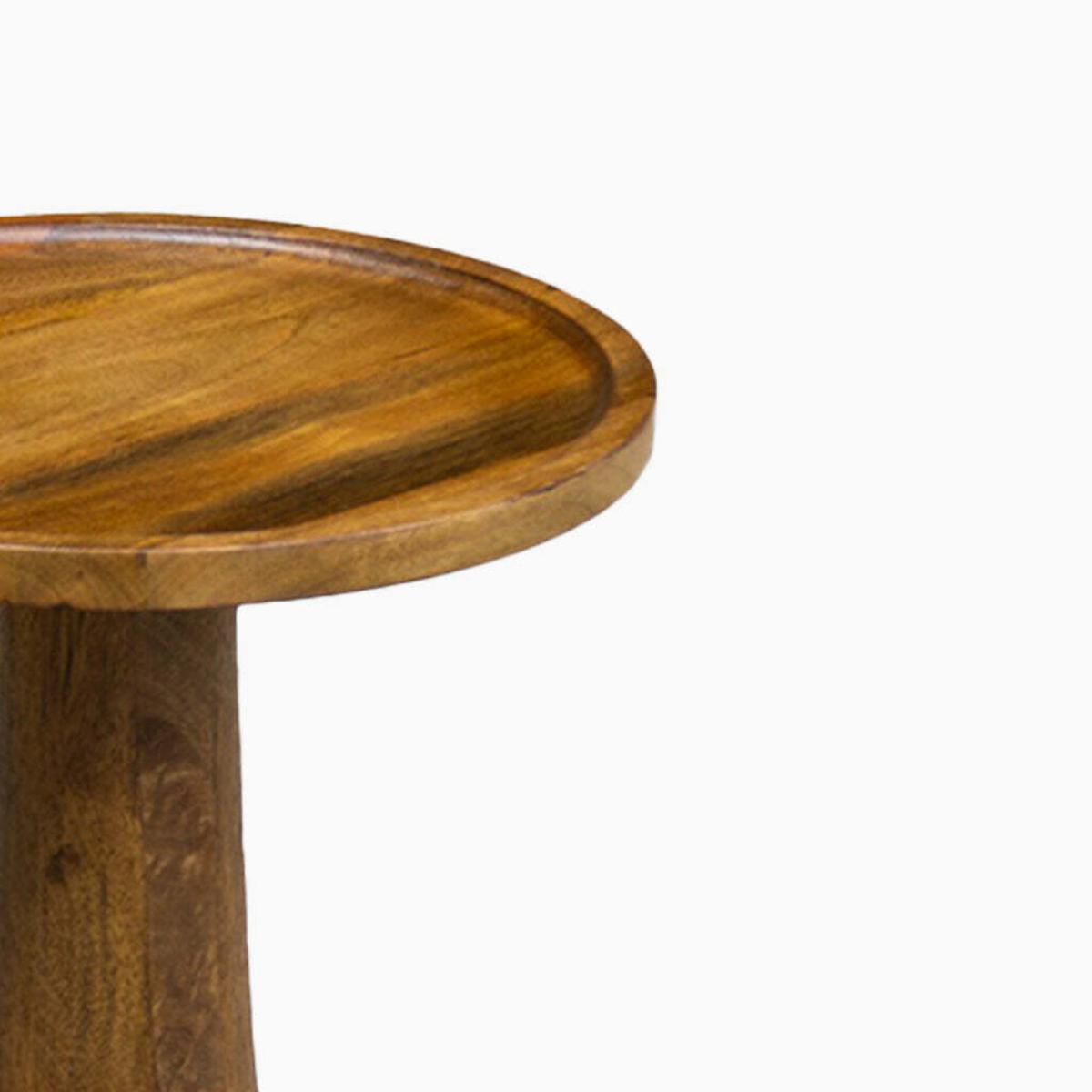 Clarinda Sculptural Acacia Wood Pedestal Side Table – image 5