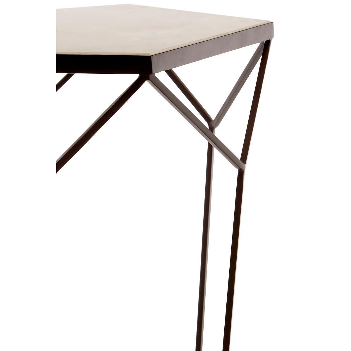 Pentagonal Side Table with Marble Top and Matte Black Iron Legs – image 4
