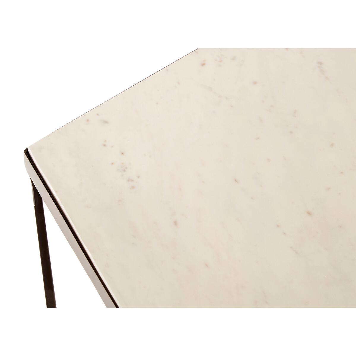 Pentagonal Side Table with Marble Top and Matte Black Iron Legs – image 5