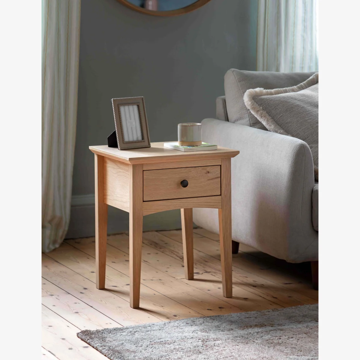 Gallery Direct Rye Oak Veneer 1 Drawer Side Table Natural – image 1