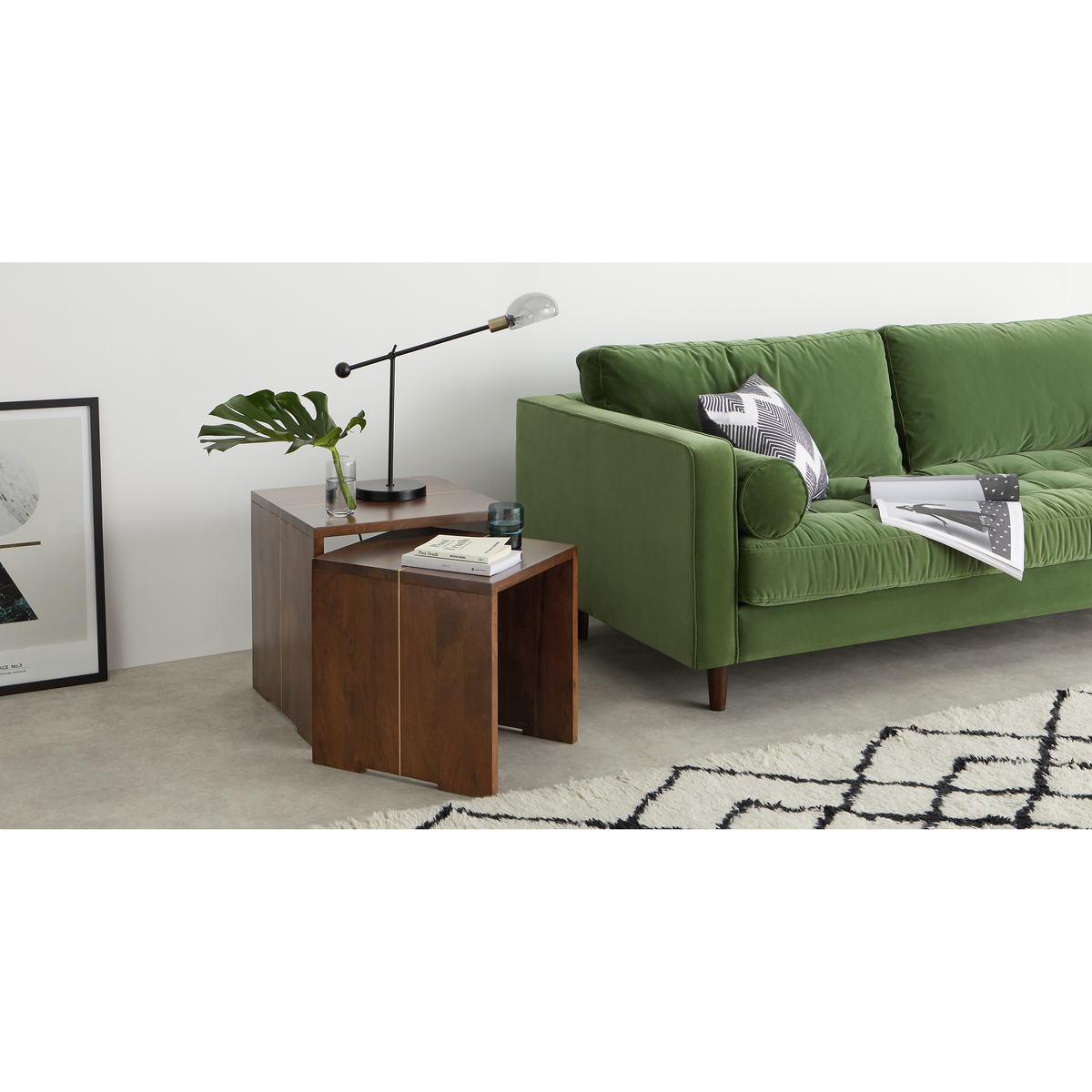 Anderson Set of 2 Nesting Tables, Mango Wood and Brass – image 3